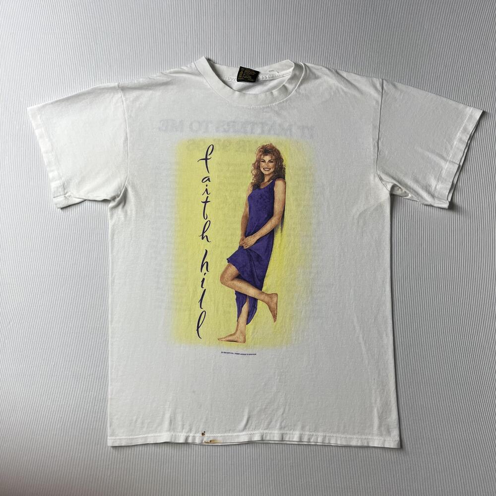 Vintage Faith Hill Shirt Mens L White It Matters To Me Tour 95-96 Brockum Tee